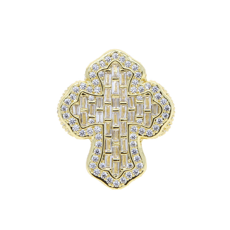 iced cross ring, hip hop statement ring, iced out jewelry, bling fashion ring, pavé crystal cross ring, gold silver rose gold ring, bold streetwear ring, luxury rapper style ring, unisex statement jewelry, diamond shine ring JZ-112