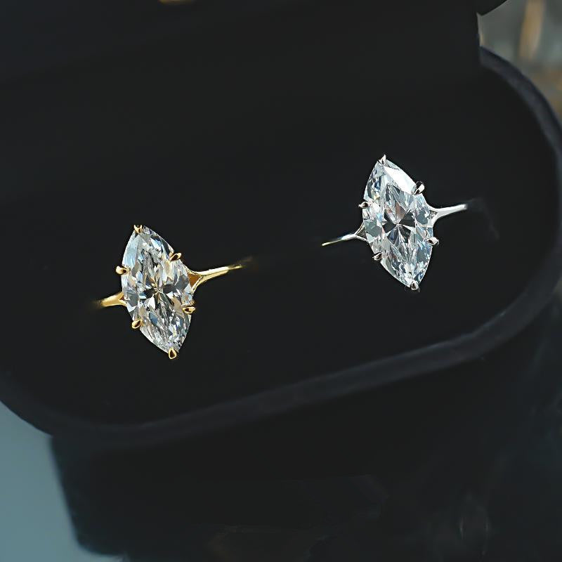 marquise cut ring, solitaire engagement ring, gold statement ring, minimalist ring, elegant crystal ring, timeless jewelry, classic engagement ring, luxury fashion ring, silver gold ring, daily wear fine jewelry JZ-113