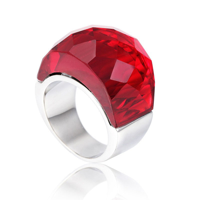 chunky statement ring, colorful crystal ring, bold fashion jewelry, geometric ring, gold tone ring, resin gemstone ring, minimalist statement ring, cocktail party jewelry, artistic jewelry, vibrant everyday accessory JZ-114