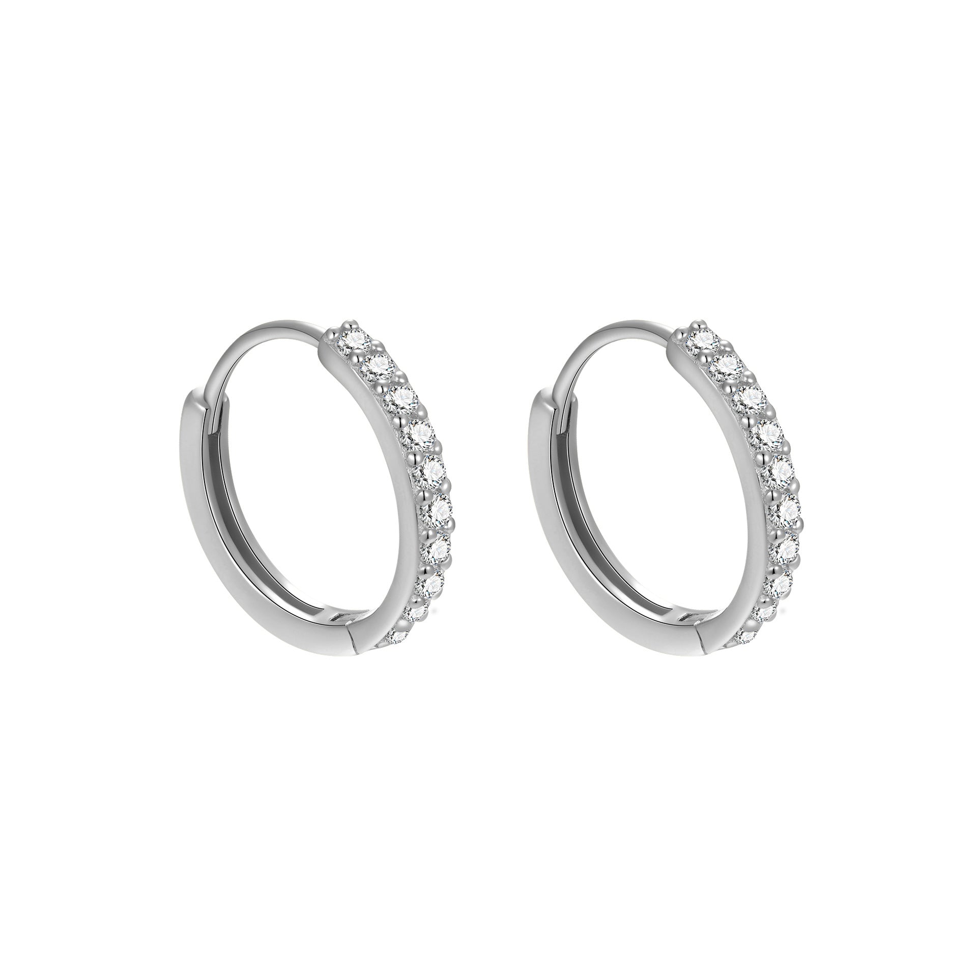 hoop earrings, gold hoop, silver hoop, minimalist earrings, everyday jewelry, dainty hoops, cubic zirconia, layering earrings, classic style, elegant sparkle EH-065