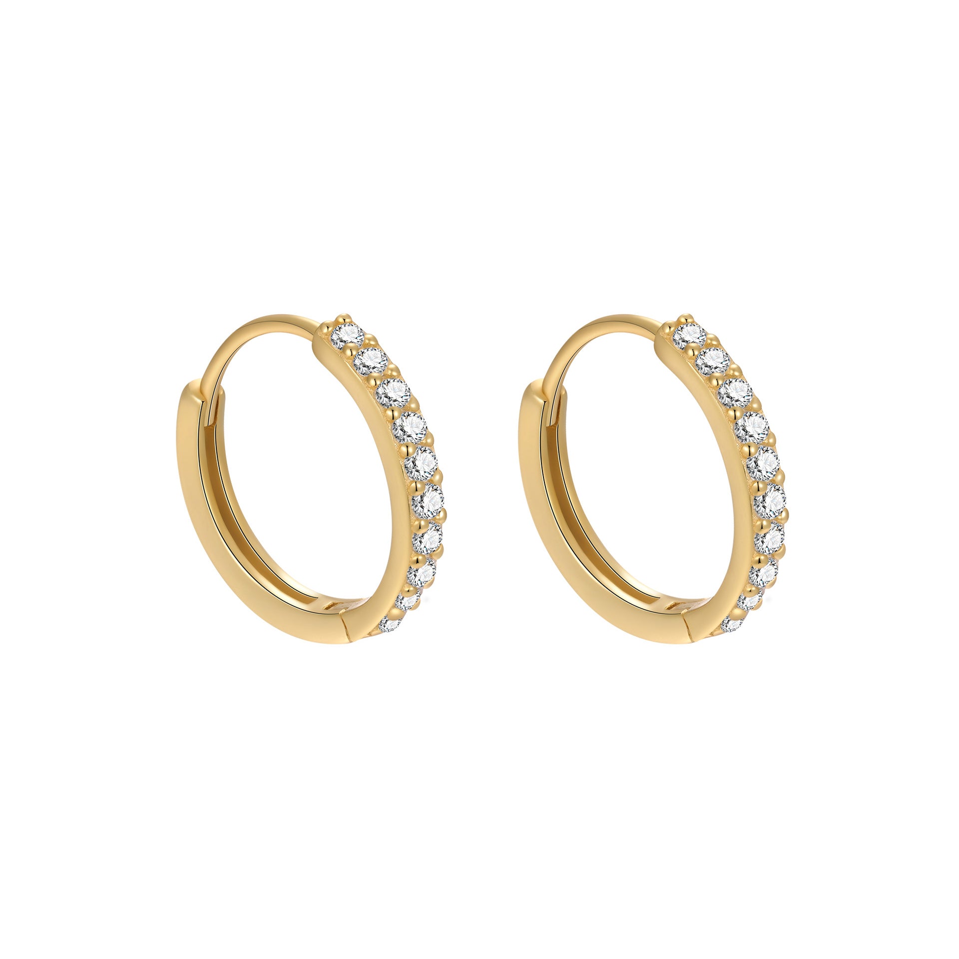 hoop earrings, gold hoop, silver hoop, minimalist earrings, everyday jewelry, dainty hoops, cubic zirconia, layering earrings, classic style, elegant sparkle EH-065