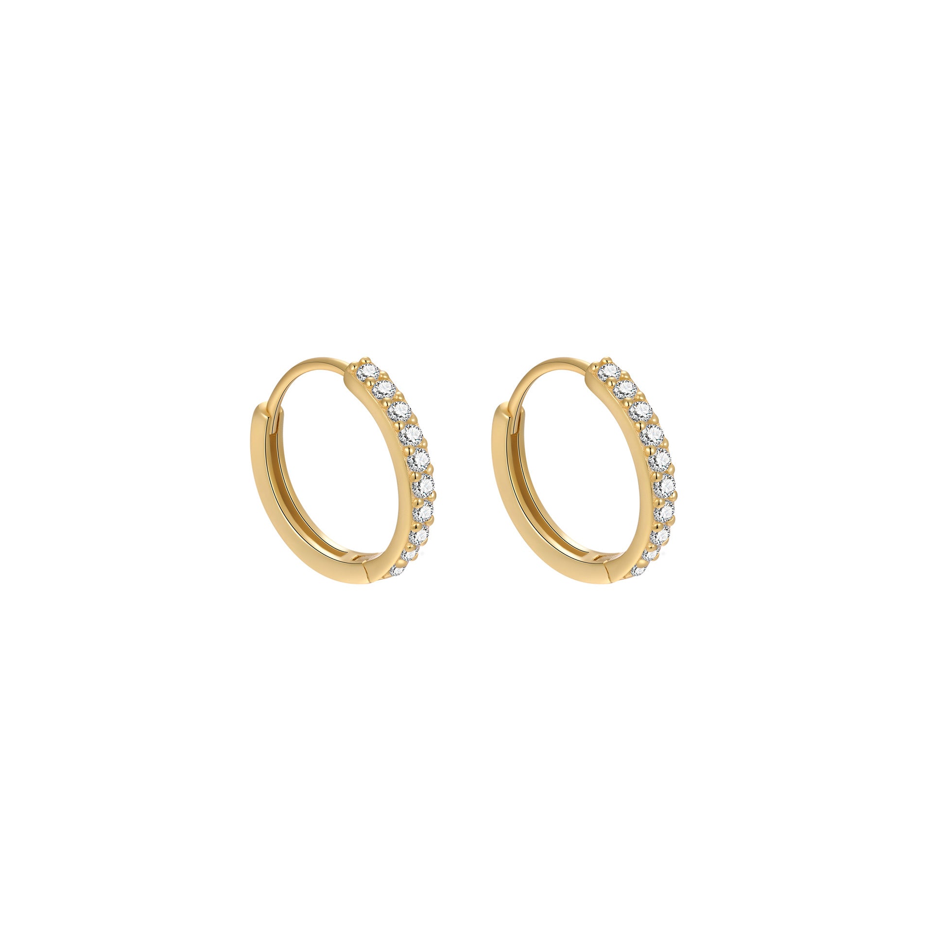 hoop earrings, gold hoop, silver hoop, minimalist earrings, everyday jewelry, dainty hoops, cubic zirconia, layering earrings, classic style, elegant sparkle EH-065