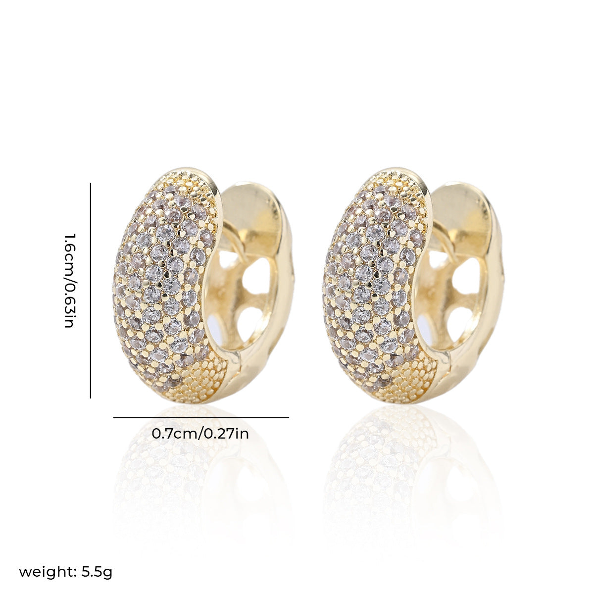 gold huggie earrings, minimalist hoops, pave crystal earrings, everyday jewelry, elegant small hoops, stainless steel earrings, luxury sparkle, classic gold earrings, daily wear, timeless design EH-071