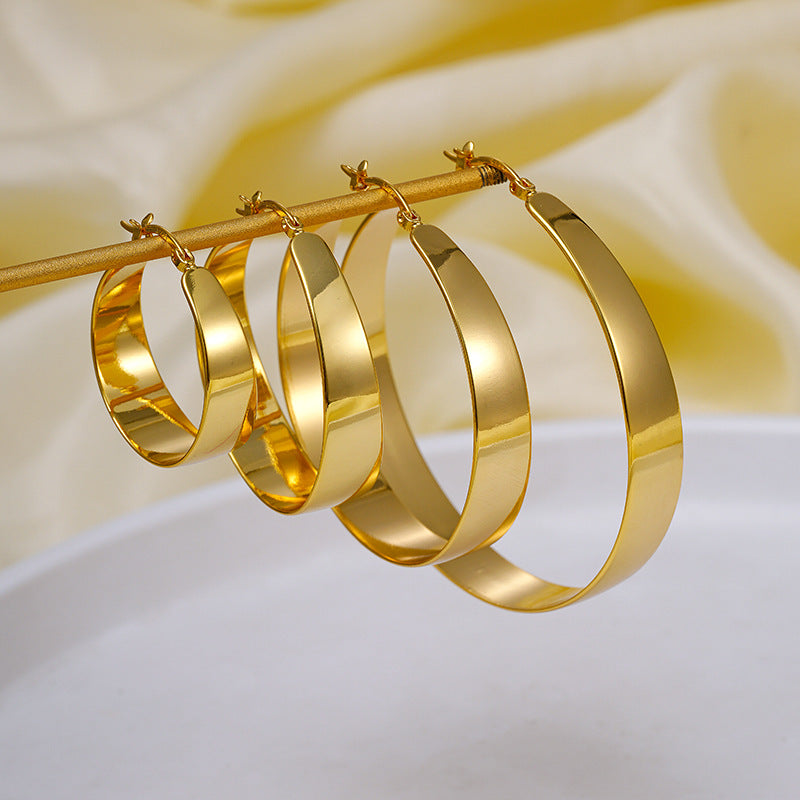 hoop earrings, minimalist hoops, gold hoops, silver hoops, chunky earrings, stainless steel jewelry, daily wear, timeless style, modern accessories, statement hoops EH-080