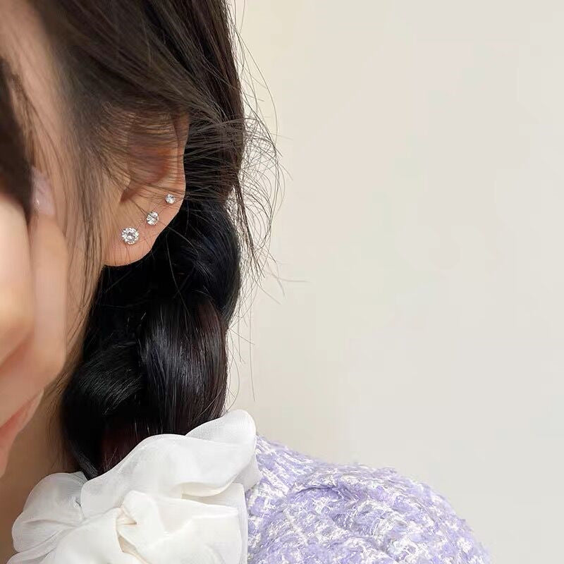 stud earrings, minimalist earrings, stainless steel jewelry, diamond stud, daily wear, layered style, dainty accessories, waterproof earrings, small crystal studs, elegant essentials EH-083