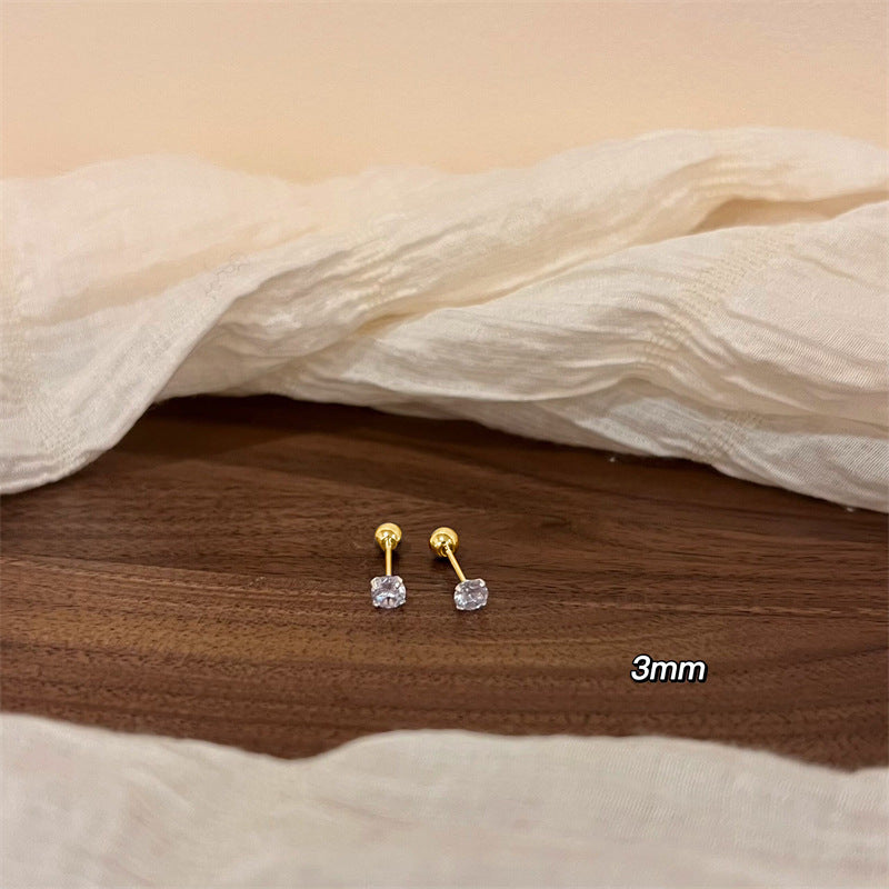 stud earrings, minimalist earrings, stainless steel jewelry, diamond stud, daily wear, layered style, dainty accessories, waterproof earrings, small crystal studs, elegant essentials EH-083