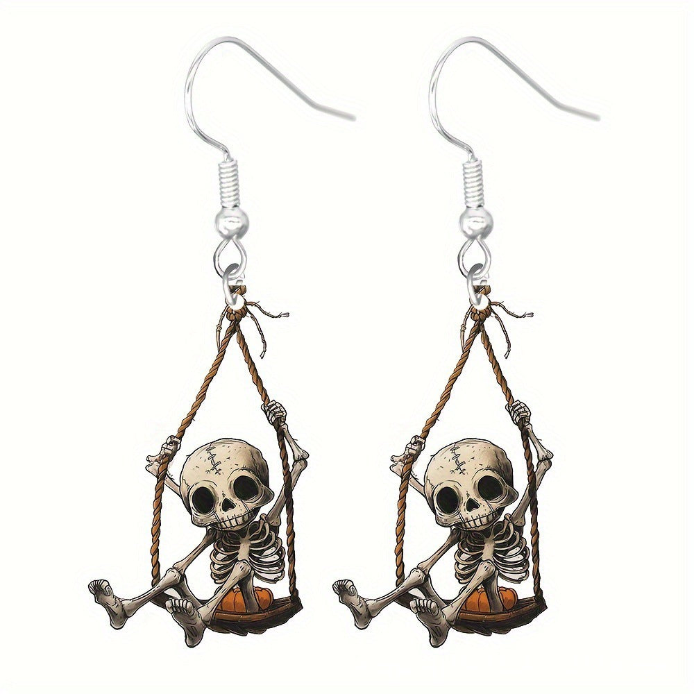 Halloween earrings, cute ghost earrings, skeleton earrings, pumpkin earrings, gothic jewelry, spooky earrings, lightweight acrylic earrings, festival jewelry, fun statement earrings, Halloween accessories EH-093