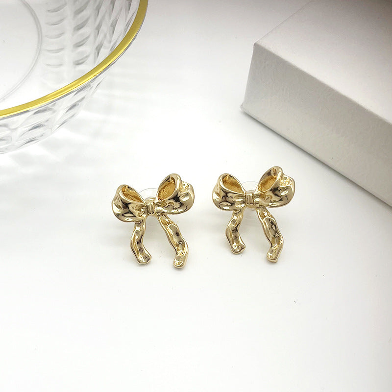 bow earrings, ribbon earrings, minimalist earrings, dainty jewelry, gold earrings, silver earrings, feminine accessories, chic earrings, everyday jewelry, elegant studs, cute bow jewelry EH-098