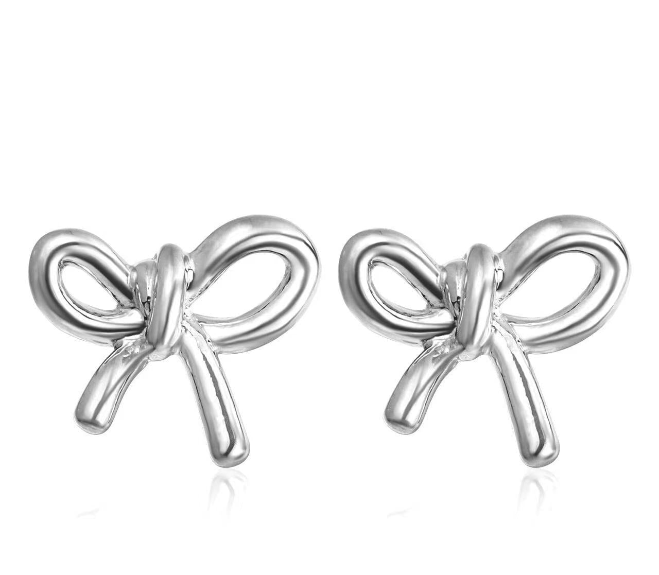 bow earrings, ribbon earrings, minimalist earrings, dainty jewelry, gold earrings, silver earrings, feminine accessories, chic earrings, everyday jewelry, elegant studs, cute bow jewelry EH-098