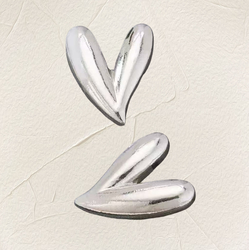 heart earrings, minimalist earrings, statement studs, gold heart earrings, red heart earrings, silver earrings, leopard print earrings, trendy jewelry, Y2K earrings, bold earrings, everyday accessories EH-102