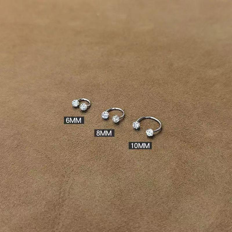 double crystal earrings, minimalist ear cuffs, cubic zirconia jewelry, sterling silver earrings, cartilage hoops, dainty earrings, everyday sparkle, modern minimalist style, stackable jewelry, unpierced ear cuffs EH-120