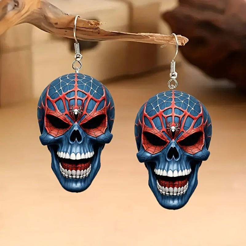 skull earrings, gothic jewelry, Halloween earrings, sugar skull design, boho style, festival accessories, statement earrings, colorful skulls, punk earrings, day of the dead jewelry EH-121