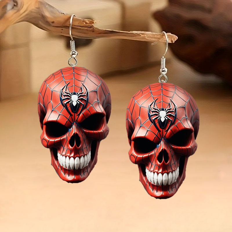 skull earrings, gothic jewelry, Halloween earrings, sugar skull design, boho style, festival accessories, statement earrings, colorful skulls, punk earrings, day of the dead jewelry EH-121