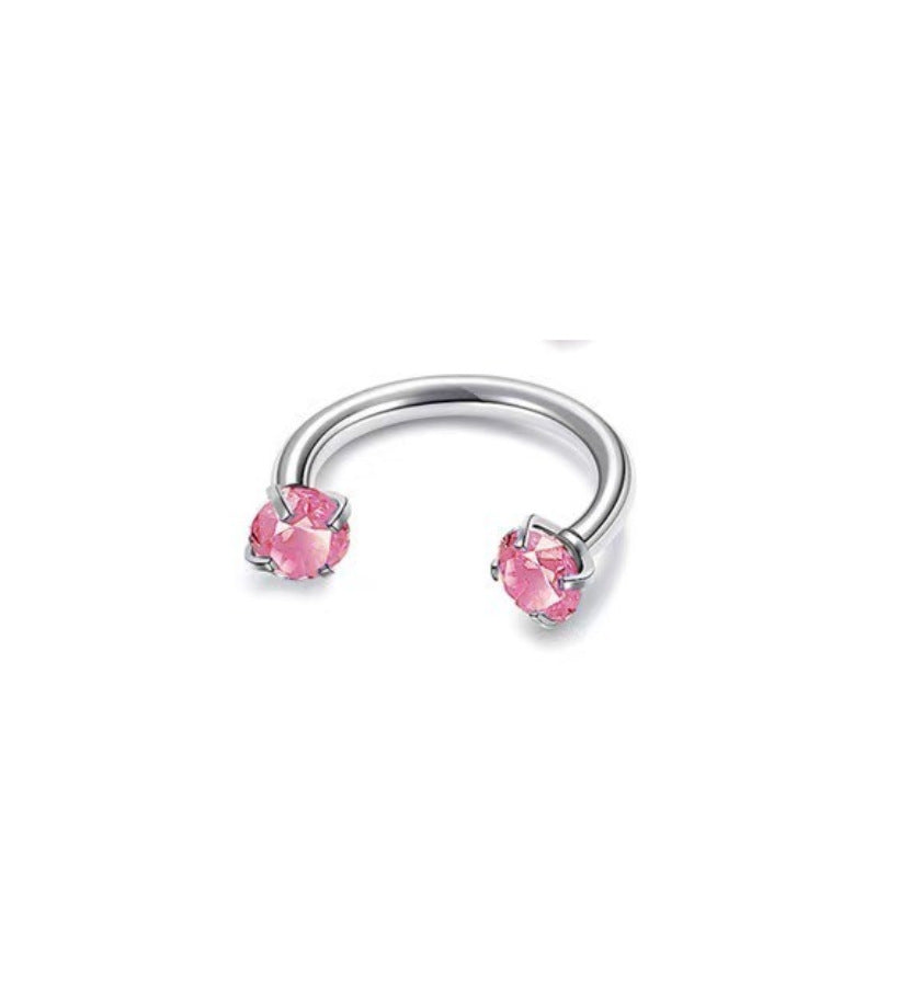 nose ring, lip ring, cartilage hoop, minimalist piercing jewelry, stainless steel ring, rainbow crystal, dainty hoop, everyday jewelry, colorful zircon, unisex body jewelry EH-124