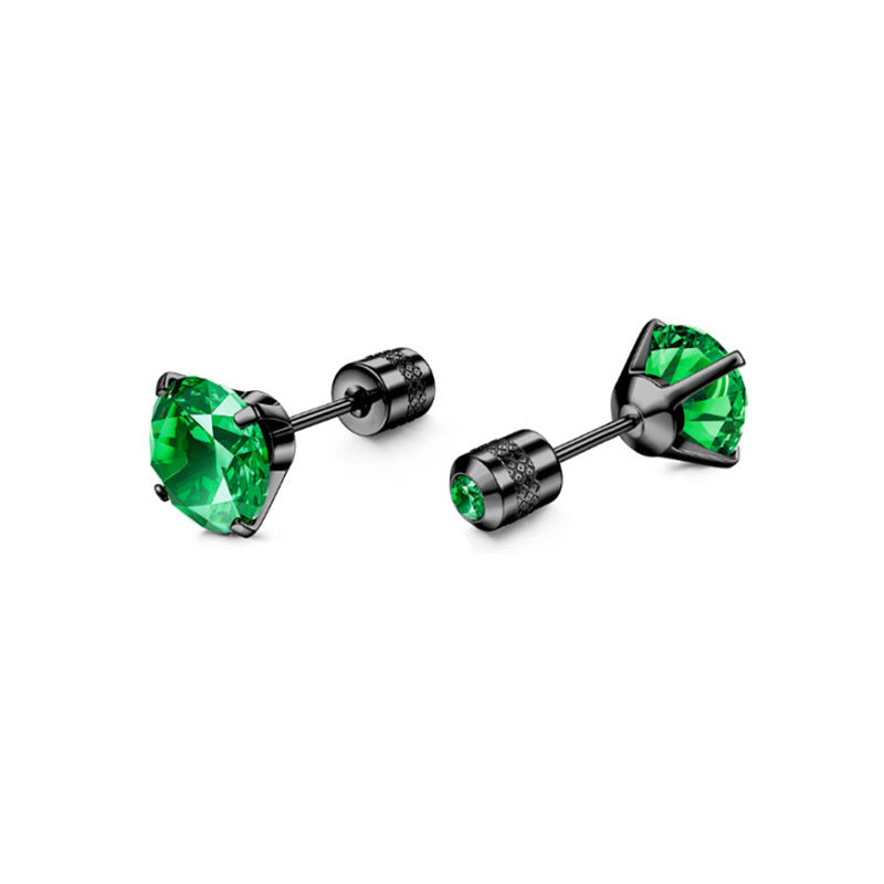 stud earrings, colorful crystal studs, stainless steel earrings, unisex jewelry, minimalist style, daily wear, hypoallergenic, punk style, vibrant gemstones, small earrings EH-128