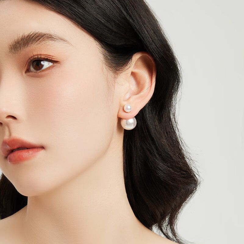 pearl earrings, double pearl studs, classic jewelry, elegant style, gold detail, minimalist earrings, daily wear, timeless chic, wedding jewelry, feminine elegance EH-029