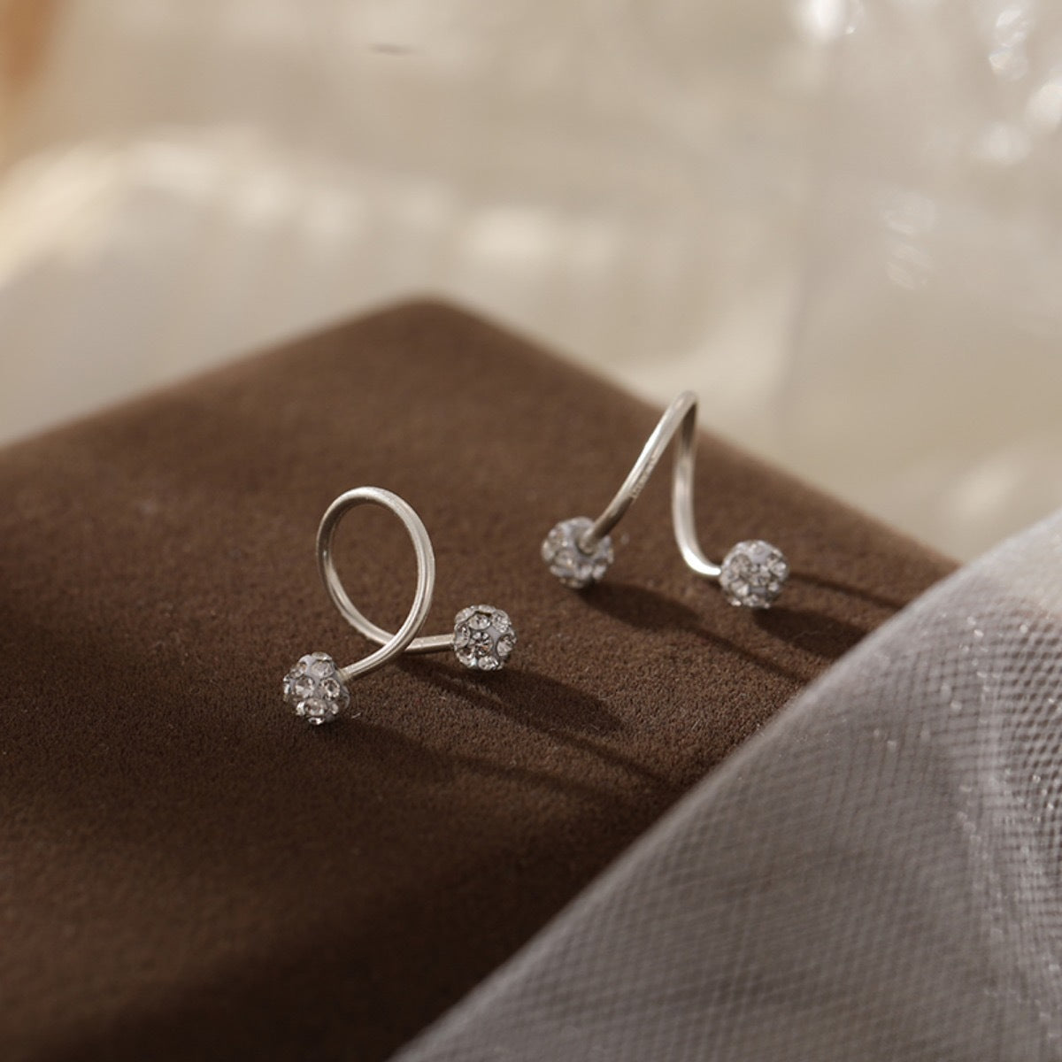 diamond earrings, crystal studs, minimalist hoops, double-sided earrings, sparkle jewelry, everyday glam, elegant style, lightweight earrings, cubic zirconia, night-out accessories EH-130