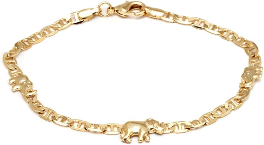 18K Gold Plated Flat Marina Elephant Anklet For Women JL-051