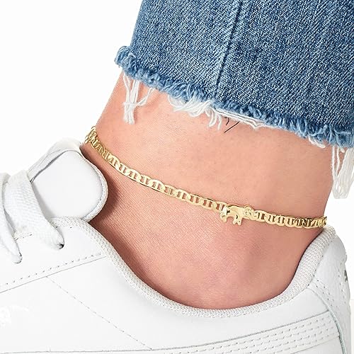 18K Gold Plated Flat Marina Elephant Anklet For Women JL-051