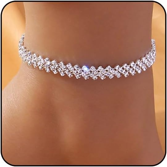 Ankle Bracelets for Women Waterproof Tennis Rhinestone Anklets for Women Butterfly Heart Star Cross Anklet Bracelet for Women Plus Size Anklet Bracelets for Big Ankle Beach Foot Jewelry JL-055