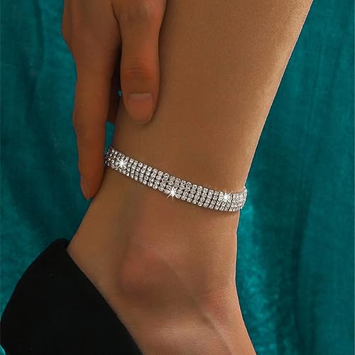 Ankle Bracelets for Women Waterproof Tennis Rhinestone Anklets for Women Butterfly Heart Star Cross Anklet Bracelet for Women Plus Size Anklet Bracelets for Big Ankle Beach Foot Jewelry JL-055