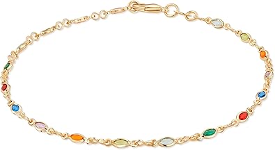 18K Gold Plated Gold and Multi Color Crystal Baguette Anklet Product details JL-062
