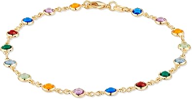 18K Gold Plated Gold and Multi Color Crystal Baguette Anklet Product details JL-062