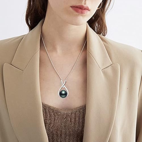 Gifts for Wife Women Anniversary - Tahitian Black Pearl Necklace - Mom Girlfriend Her Fine Jewelry Mothers Day Valentines Christmas Birthdays Gift Product details XL-082