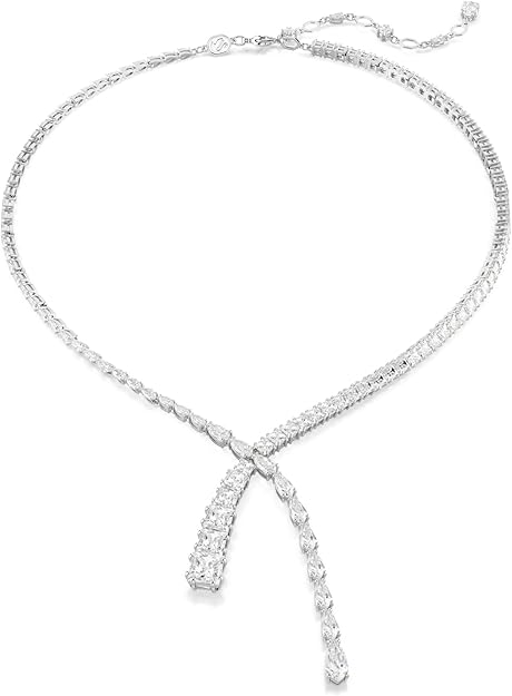 Matrix Y Necklace, Mixed Cuts, Clear, Rhodium Finished XL-085