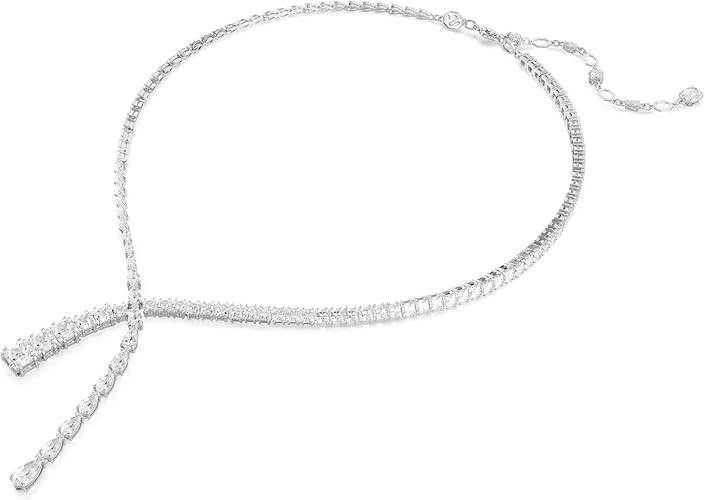 Matrix Y Necklace, Mixed Cuts, Clear, Rhodium Finished XL-085