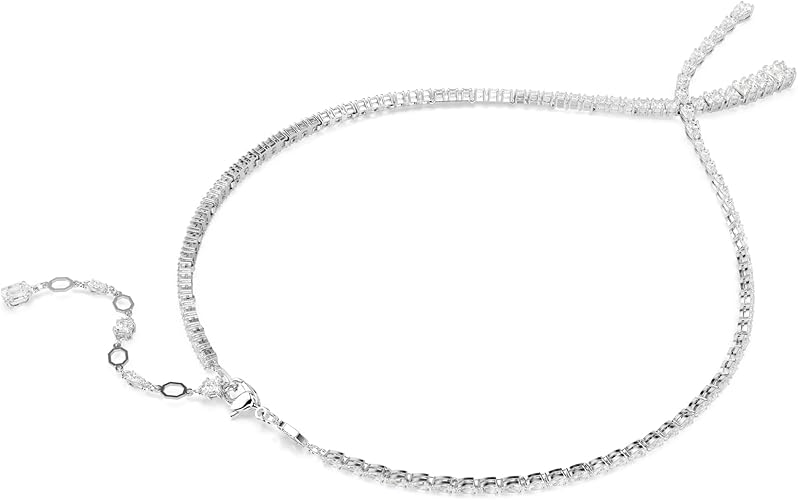 Matrix Y Necklace, Mixed Cuts, Clear, Rhodium Finished XL-085