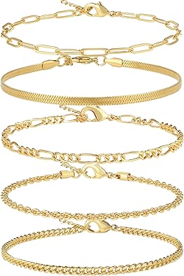 Gold/Silver Plated Anklet Bracelets for Women Waterproof Plus Size Cuban Link Chain Ankle Bracelet for Large Ankle 9-12inch JL-064