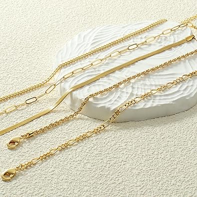 Gold/Silver Plated Anklet Bracelets for Women Waterproof Plus Size Cuban Link Chain Ankle Bracelet for Large Ankle 9-12inch JL-064