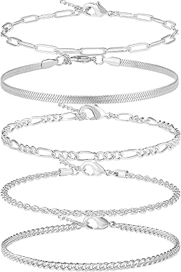 Gold/Silver Plated Anklet Bracelets for Women Waterproof Plus Size Cuban Link Chain Ankle Bracelet for Large Ankle 9-12inch JL-064