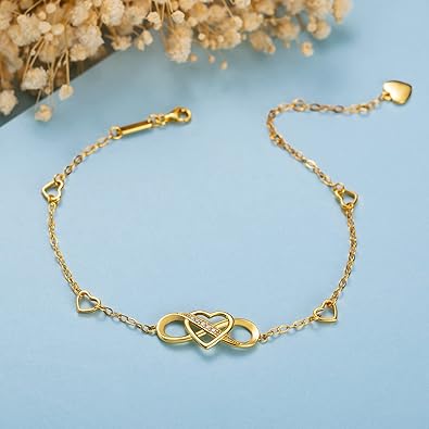 925 Sterling Silver Anklet Bracelets for Women Infinity Heart Ankle Bracelet White Gold Plated Love Charm Adjustable Large Bracelet Gifts for Women Wife Product details JL-067