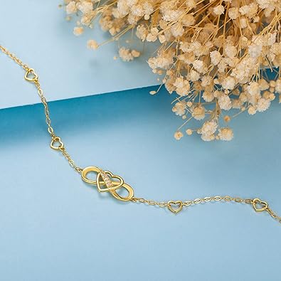 925 Sterling Silver Anklet Bracelets for Women Infinity Heart Ankle Bracelet White Gold Plated Love Charm Adjustable Large Bracelet Gifts for Women Wife Product details JL-067