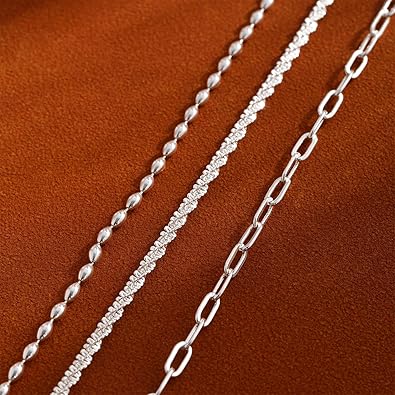 Anklets for Women, Waterproof 14K Gold/Sterling Silver Plated Ankle Bracelets for Women Layered Cuban Herringbone Chain Anklet Bracelet Set Beach Jewelry JL-068