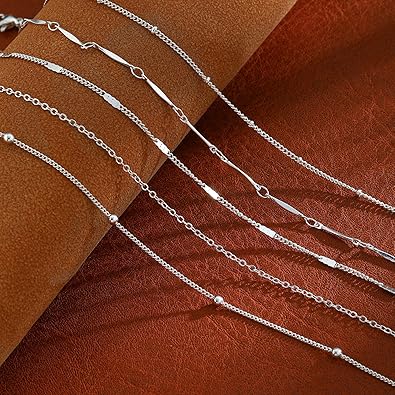 Anklets for Women, Waterproof 14K Gold/Sterling Silver Plated Ankle Bracelets for Women Layered Cuban Herringbone Chain Anklet Bracelet Set Beach Jewelry JL-068