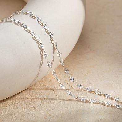 Sterling Silver Plated Ankle Bracelets for Women, Dainty Layered Waterproof Anklet for Women Adjustable Sparkly Herringbone Beaded Rope Chain Set Stackable Cute Summer Beach Jewelry Gift JL-070