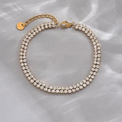 Anklet Bracelets for Women 18K Gold Plated Tennis Anklets Dainty Sapphire Paperclip Pearl Sequin Droplet Adjustable Large Anklet Bracelets Simple Beach Summer Waterproof Foot Jewelry JL-073