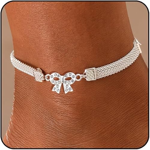 Ankle Bracelets for Women Cross Heart Anklets for Women Waterproof Large Ankle Tennis Rhinestone Anklet Plus Size Anklets for Women Big Ankles Beach Summer Foot Jewelry JL-074