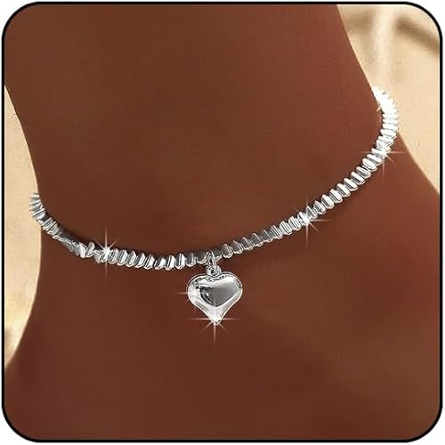 Ankle Bracelets for Women Cross Heart Anklets for Women Waterproof Large Ankle Tennis Rhinestone Anklet Plus Size Anklets for Women Big Ankles Beach Summer Foot Jewelry JL-074