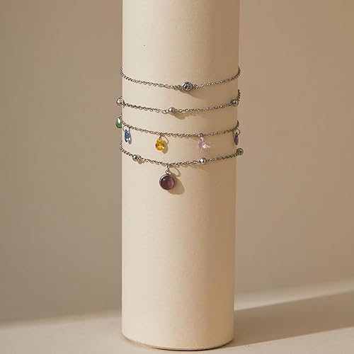 Ankle Bracelets for Women Glitter Waterproof Adjustable Anklet Set for Women 18K Gold Plated Silver Charm Dainty Layered Anklets, Summer Beach Anklet Jewelry for Women JL-082