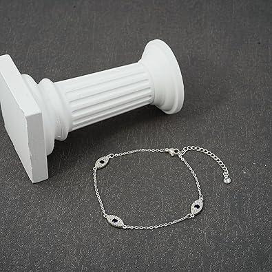 Ankle Bracelets for Women 14K Gold Silver Plated Anklets for Women Waterproof Boho Evil Eye Pearl Charm Pendant Beaded Foot Chain Adjustable Dainty Summer Beach Jewelry Set Gifts Non Tarnish JL-084