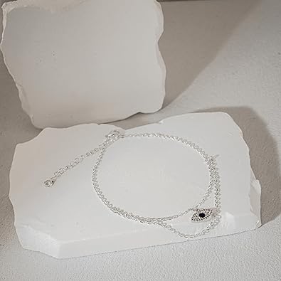 Ankle Bracelets for Women 14K Gold Silver Plated Anklets for Women Waterproof Boho Evil Eye Pearl Charm Pendant Beaded Foot Chain Adjustable Dainty Summer Beach Jewelry Set Gifts Non Tarnish JL-084