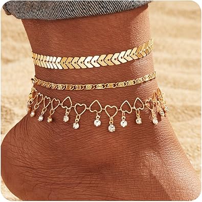 Anklets for Women, Golden Anklet Bracelets for Women, Dainty Foot Jewelry Women's Anklets Beach Gifts for Women JL-088