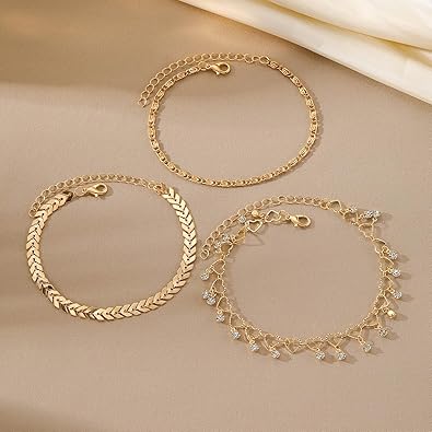 Anklets for Women, Golden Anklet Bracelets for Women, Dainty Foot Jewelry Women's Anklets Beach Gifts for Women JL-088