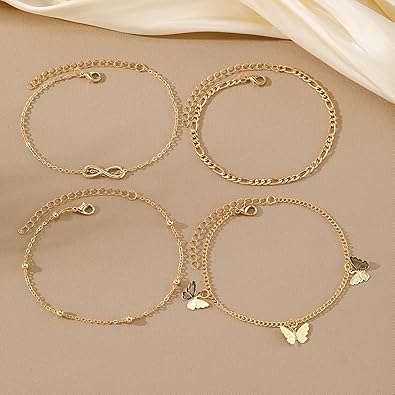 Anklets for Women, Golden Anklet Bracelets for Women, Dainty Foot Jewelry Women's Anklets Beach Gifts for Women JL-088