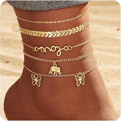 Anklets for Women, Golden Anklet Bracelets for Women, Dainty Foot Jewelry Women's Anklets Beach Gifts for Women JL-088