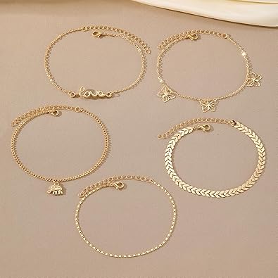 Anklets for Women, Golden Anklet Bracelets for Women, Dainty Foot Jewelry Women's Anklets Beach Gifts for Women JL-088